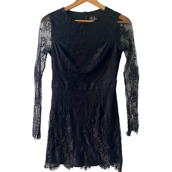 ❤️ Lulus ‘Sophisticated Hour’ Black Lace Bodycon Mini Dress - Picture 6 of 8